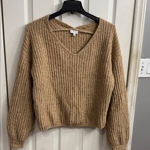 True Craft Camel V-Neck Sweater